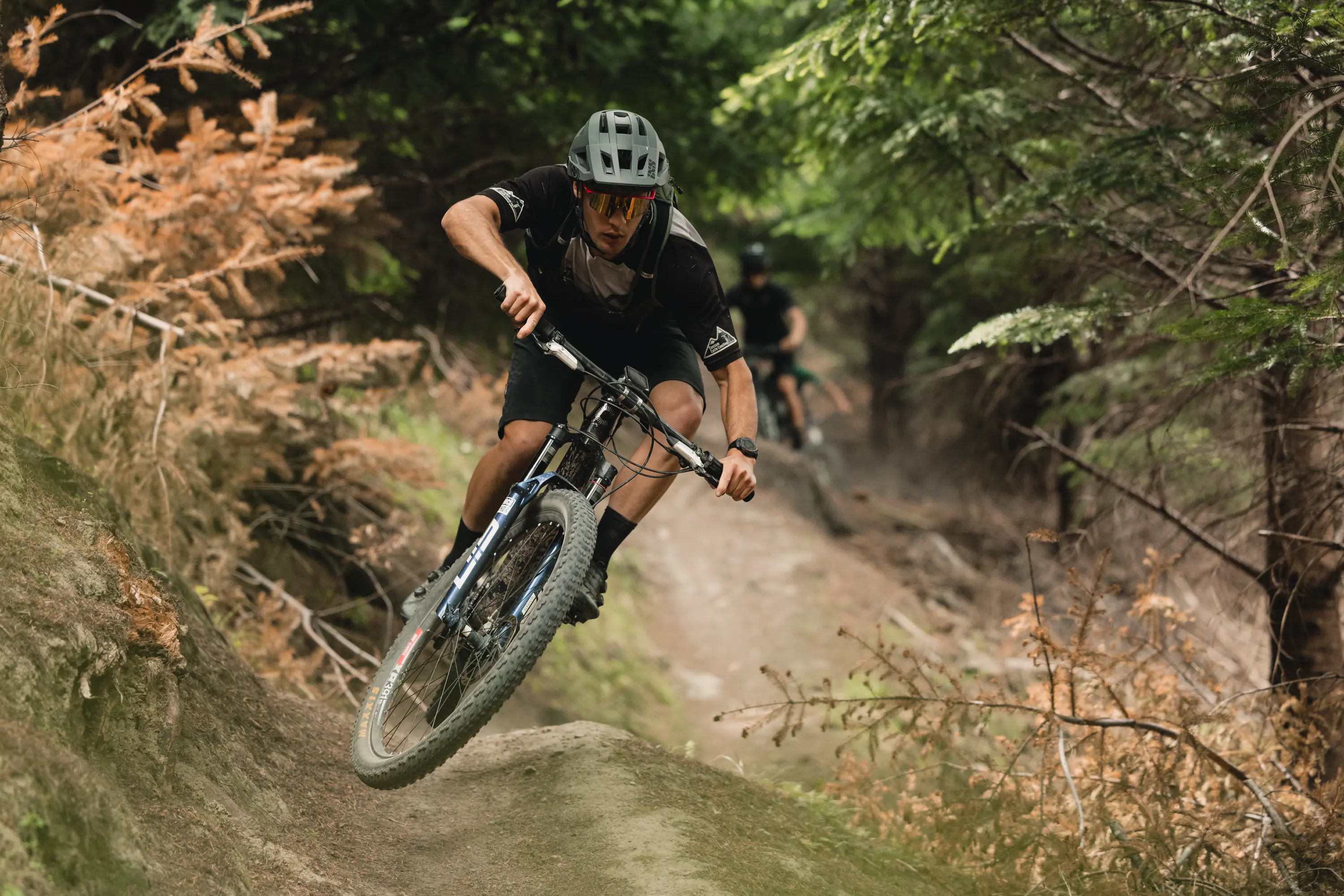 Mountain biker riding through trails in Canterbury
